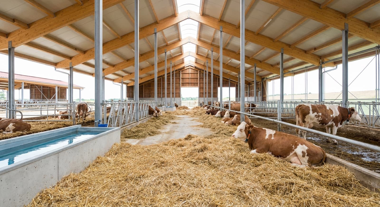 A peaceful herd of cows grazing
