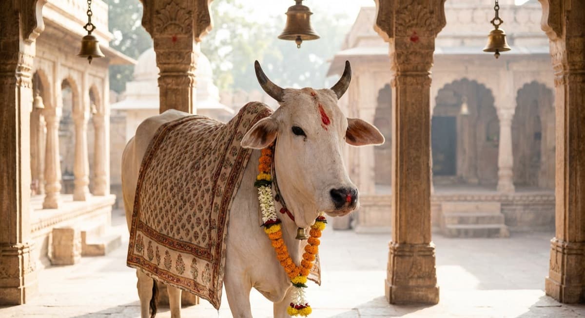 Devotee with a sacred cow