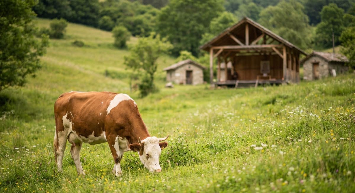 Cows grazing in harmony with nature