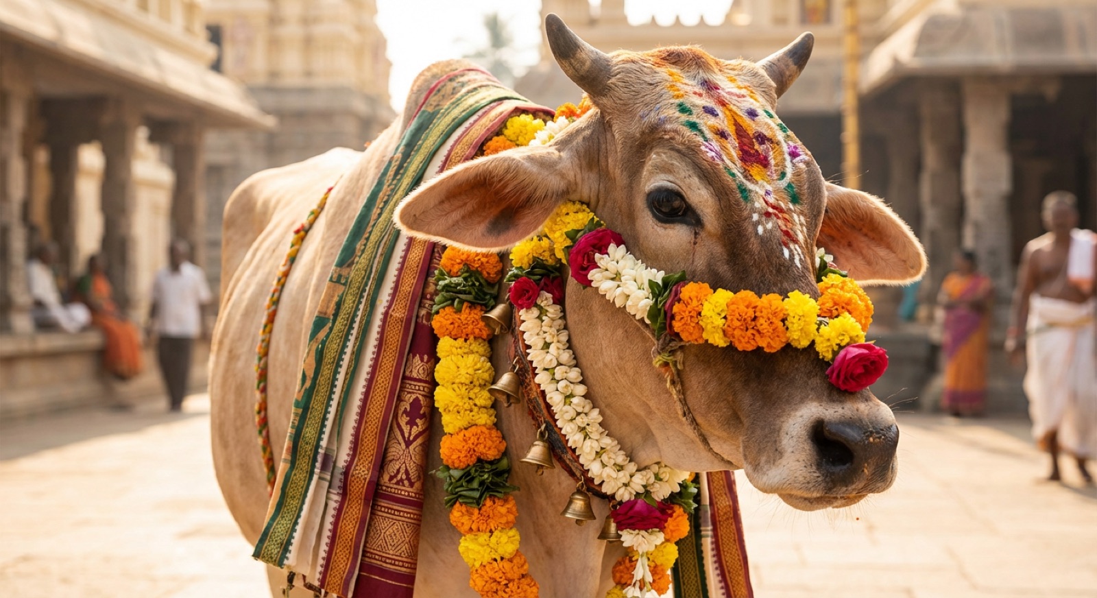 Elderly cow resting comfortably